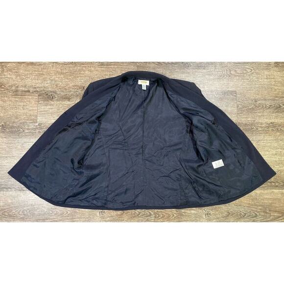 Talbots 3 Button Blazer Navy Blue Jacket Pockets Shoulder Pads Size 18 - Picture 6 of 9